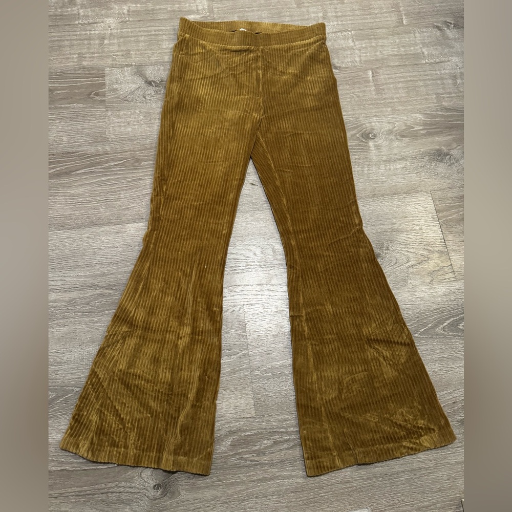 🕷️Aerie High Rise Tan Corduroy Flare Pants Size Large Regular